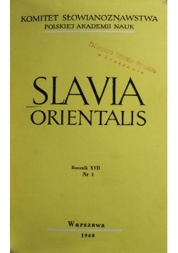 Slavia Orientalis Rocznik XVII Nr 1 do 4
