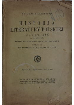 Historja Literatury Polskiej, 1921 r.