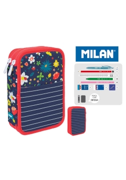 Piórnik MILAN 2-poziomowy z wyposażeniem FLOWERY