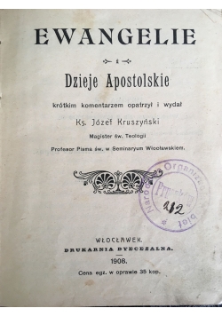 Dzieje Apostolskie, 1908 r.