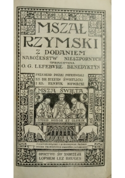 Mszał Rzymski z dodaniem Nabożeństw Nieszpornych ,1931 r.