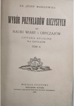 Wybór przykładów ojczystych do nauki wiary i obyczajów Tom II, 1929 r.