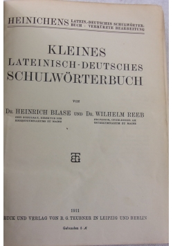 Kleines Lateinisch-Deutsches Schulworterbuch,1911 r.