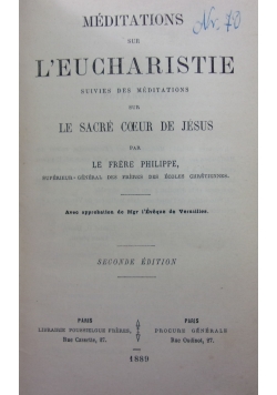 Meditations sur L'Eucharistie,1889r