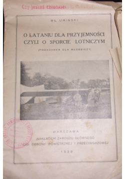 O lataniu dla przyjemności czyli sporcie lotniczym, 1930 r.