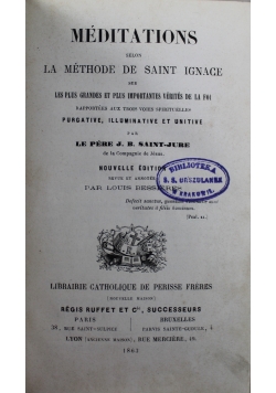 Meditations selon la Methode de Saint Ignace 1863 r
