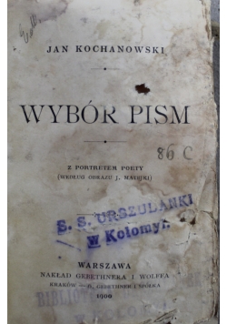Kochanowski Wybór pism 1900 r.