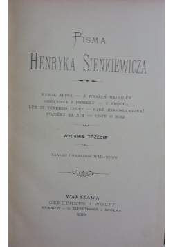 Pisma Henryka Sienkiewicz, Tom XX, 1900r.