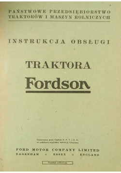 Instrukcja obsługi traktora Fordson