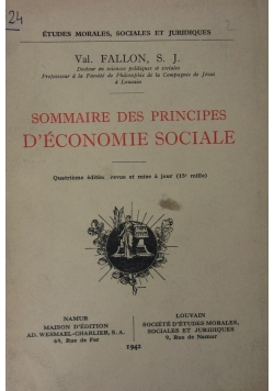 Sommaire des principes D'economie Sociale,1942r.