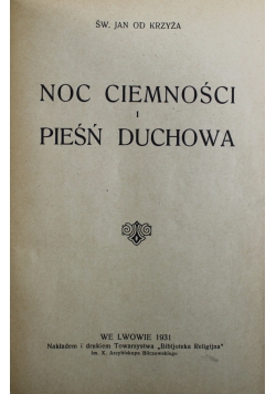 Noc Ciemności i Pieśń Duchowa 1931 r.