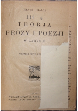 Teorja prozy i poezji, 1922 r.