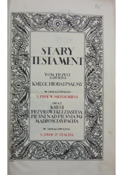 Pismo święte, Stary Testament, 1928 r.