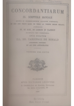 Concordantiarum SS. Scripturae Manuale, 1939 r.