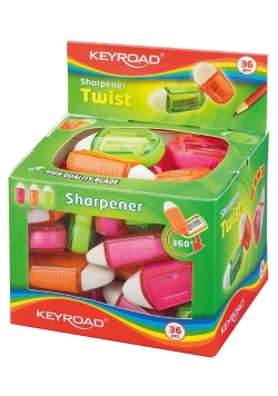 Temperówka z gumką KEYROAD Twist Display 36 sztuk mix