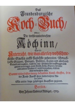Das Brandenburgische Kochbuch, reprint z 1723 r.