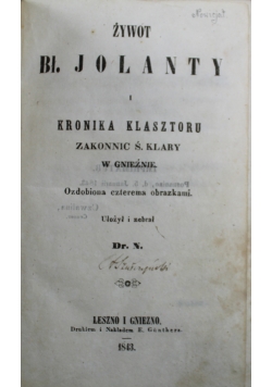 Żywot Bł Jolanty 1843 r.