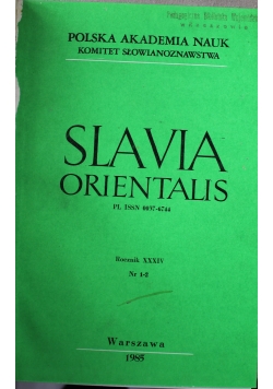 Slavia orientalis Rocznik XXXIV 4 numery