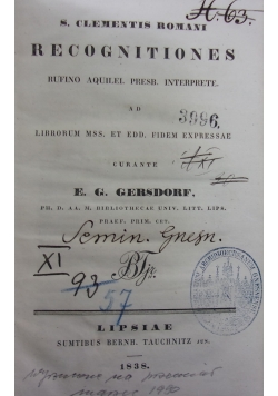 Recognitiones,1838 r.