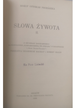 Słowa żywota II, 1938 r.