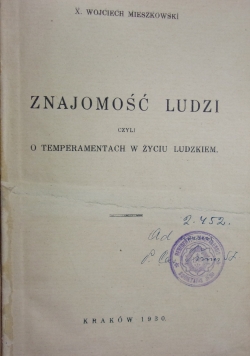 Znajomość ludzi, 1930 r.