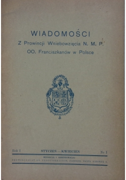 Wiadomości Z prowincji Wniebowzięcia N.M.P.