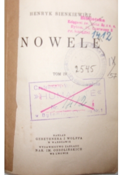 Henryk Sienkiewicz - Pisma tom IV,  nowele, 1931 r.