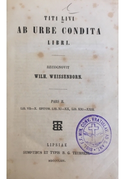 Ab Urbe Condita Liber I., 1862 r.