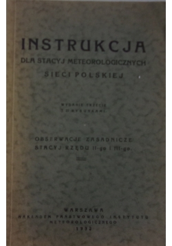 Instrukcja dla stacyj meteorologicznych sieci polskiej, 1932 r.