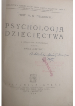 Psychologia dziecięctwa,1929 r.
