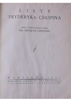 Listy Fryderyka Chopina, 1937r.