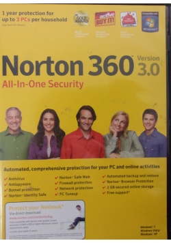 Norton 360. Version 3.0, All-In-One Security, DVD