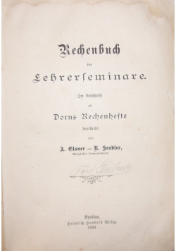 Rechenbuch für Lehrerseminare, 1893 r.