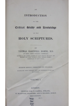 An Introduction to the Critical Study and Knowledge of the Holy Scriptures, 1834 r.