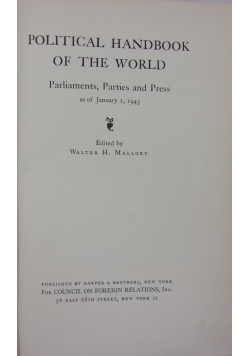 Political handbook of the world, 1945r.