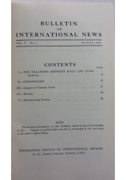 Bulletin of International News, 14 numerów 1928 r.,  11 numerów 1929 r.