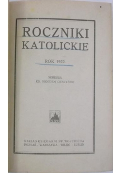 Roczniki katolickie 1922 r.