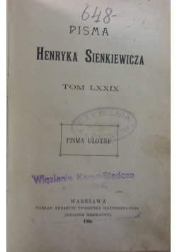 Pisma Henryka Sienkiewicza, 1906r.