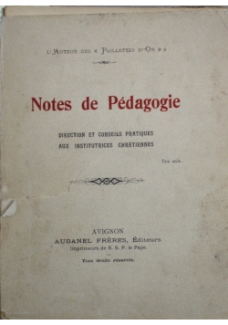 Notes de Pedagogie 1910 r.