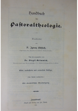 Handbuch. Pastoraltheologie, 1899 r.