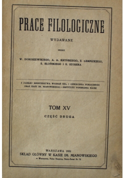 Prace Filologiczne Tom XV cz II 1931 r