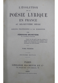 L Evolution De La Poesie Lyrique En France Tom I i II 1895 r.