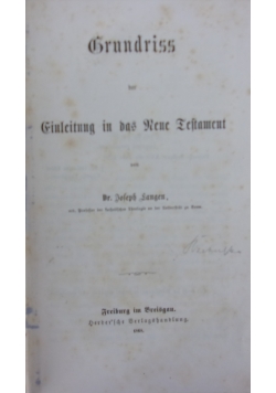 Der Einleitung in das Neue Testament,1868r.