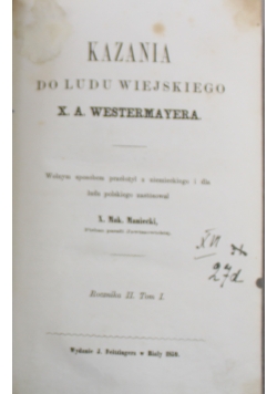 Kazania do ludu wiejskiego X A Westermayera 1859 r.