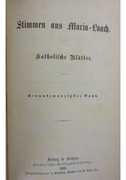 Stimmen aus Maria-Laach, 1881r.