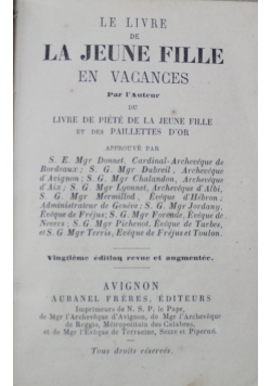 Le Livre de la Jeune Fille en Vagances 1878 r.