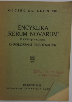 Encyklika "Rerum Novarum ", 1931r.