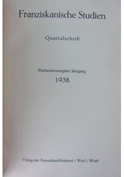 Franziskanische Studien Quartalschrift, 1938 r.