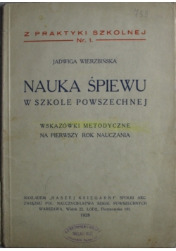 Nauka śpiewu w szkole powszechnej 1928
