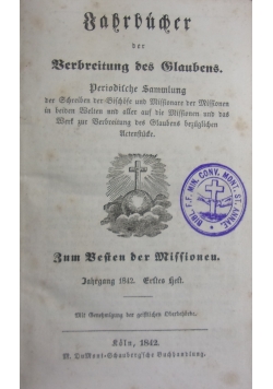 Bahrbucher der Verbreitung Des Glaubens, ok.1844 r.